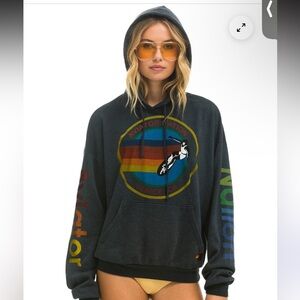 Aviator Nation Charcoal Hoodie with Multicolor Logo